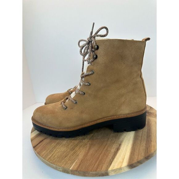 MARC FISHER size 10 IZMA Shearling Hiker Boots Booties Shoes - Picture 1 of 11